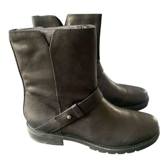 Eileen Fisher Black Nell Moto Boot Italian Leather Women’s  Size 11, New in Box - Picture 3 of 6